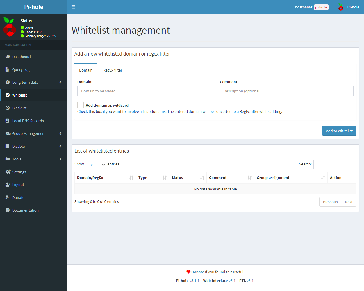 Pi Hole - WhiteList - 1