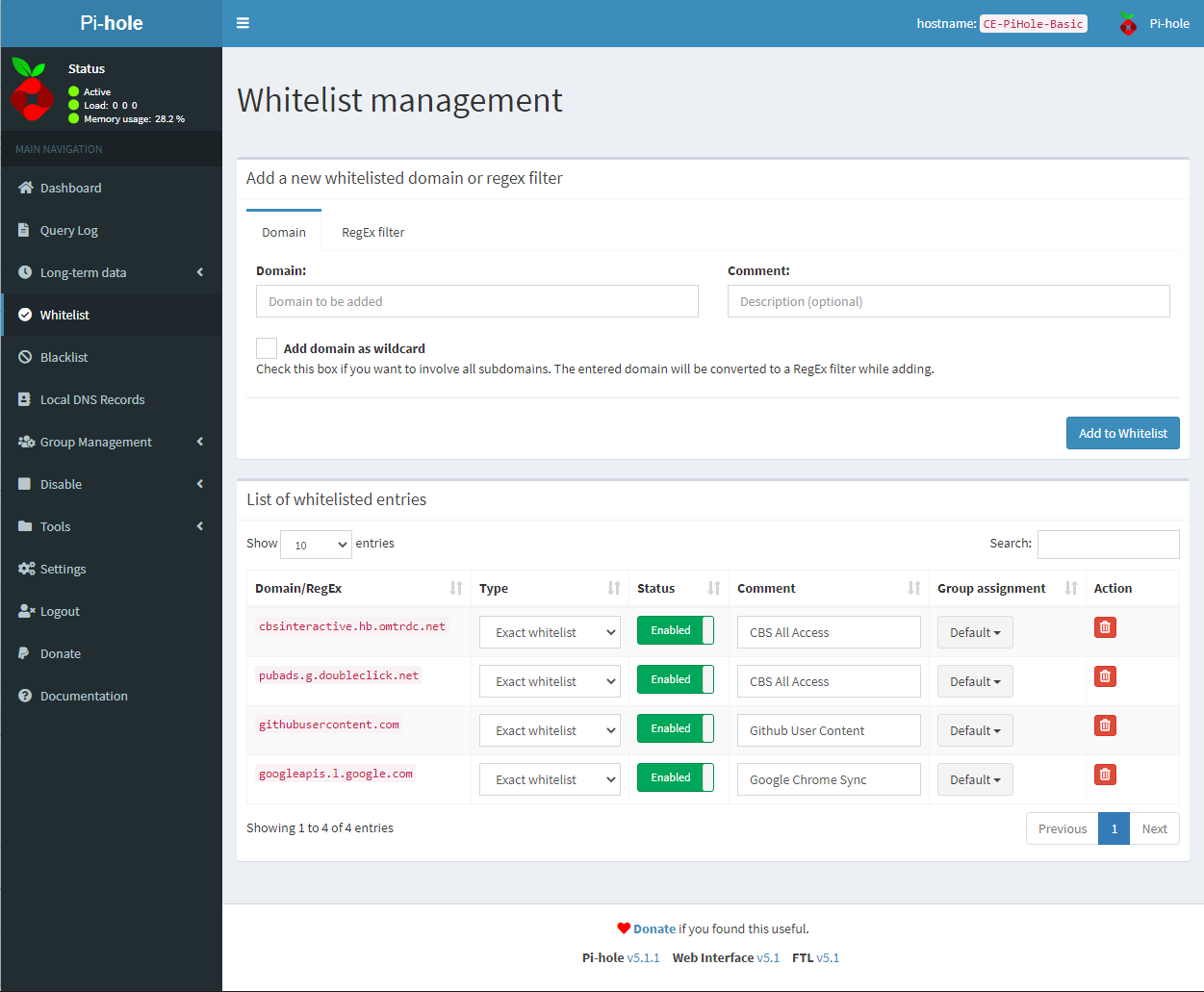 Pi Hole - WhiteList - 2